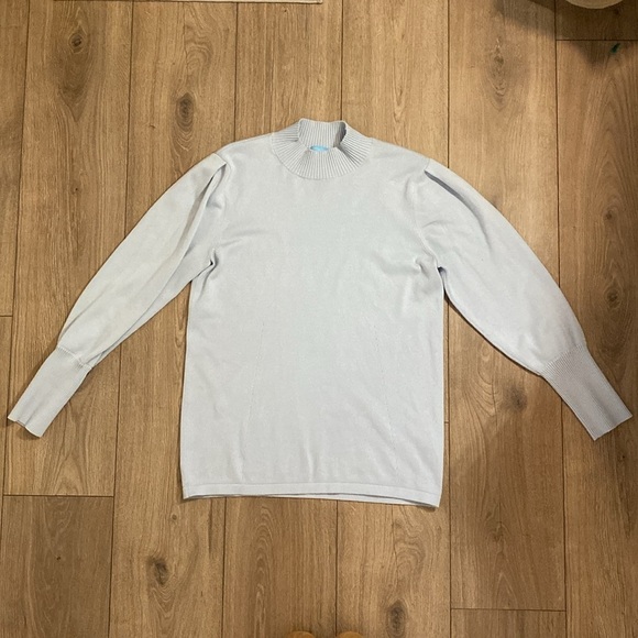 J.McLaughlin | Cotton Stretch Light Blue Mock Turtleneck Bell Sleeve Sweater-XS - Picture 1 of 8